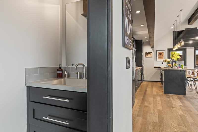Half bath near the main living space keeps things convenient for guests and everyday use.
