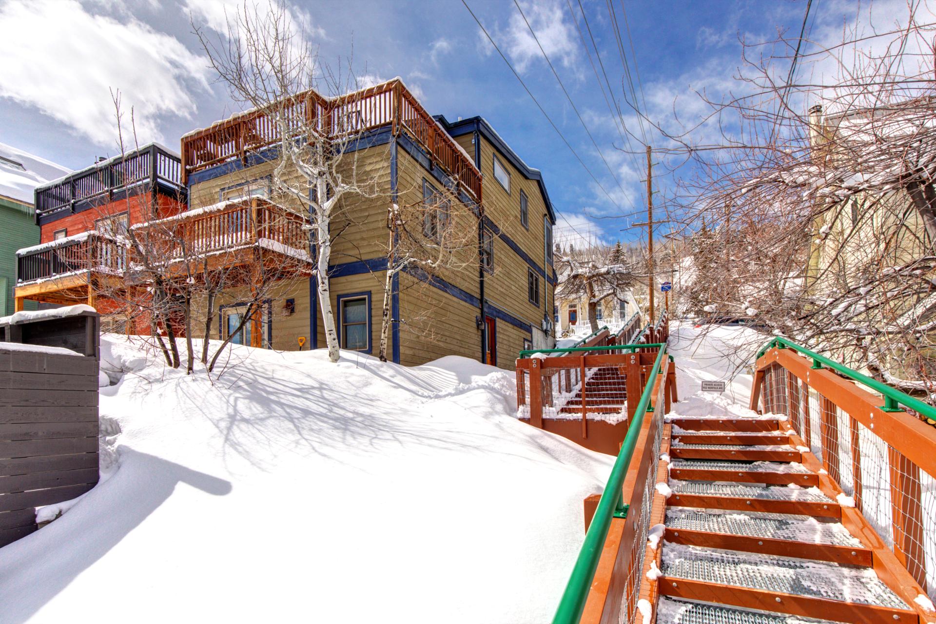 Easy access stairs to and from the house to Main Street