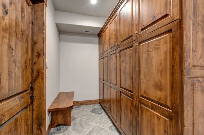Mudroom provides convenient storage for gear and easy access after a day outdoors.