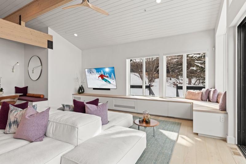 Cozy up with window bench seating and stylish built-ins.