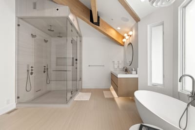 Relax in your spa-style ensuite with soaking tub and steam shower with dual shower heads.