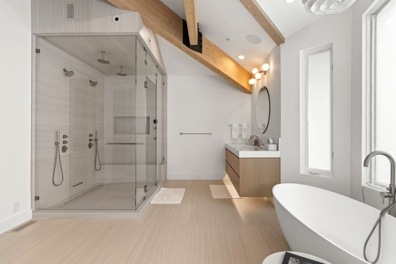 Relax in your spa-style ensuite with soaking tub and steam shower with dual shower heads.