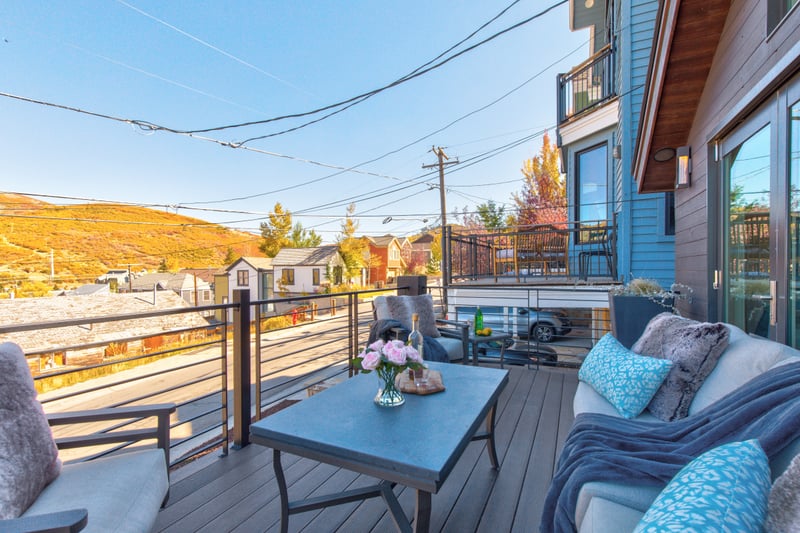 Take in mountain and village views from your elevated perch just outside the main living area. PEA-1009