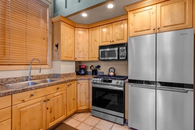 Your open kitchen offers everything you need to prep hearty meals, from morning coffee to après-ski feasts.