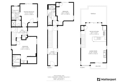 Three-story layout offers separate living and sleeping zones for a spacious and private stay.
