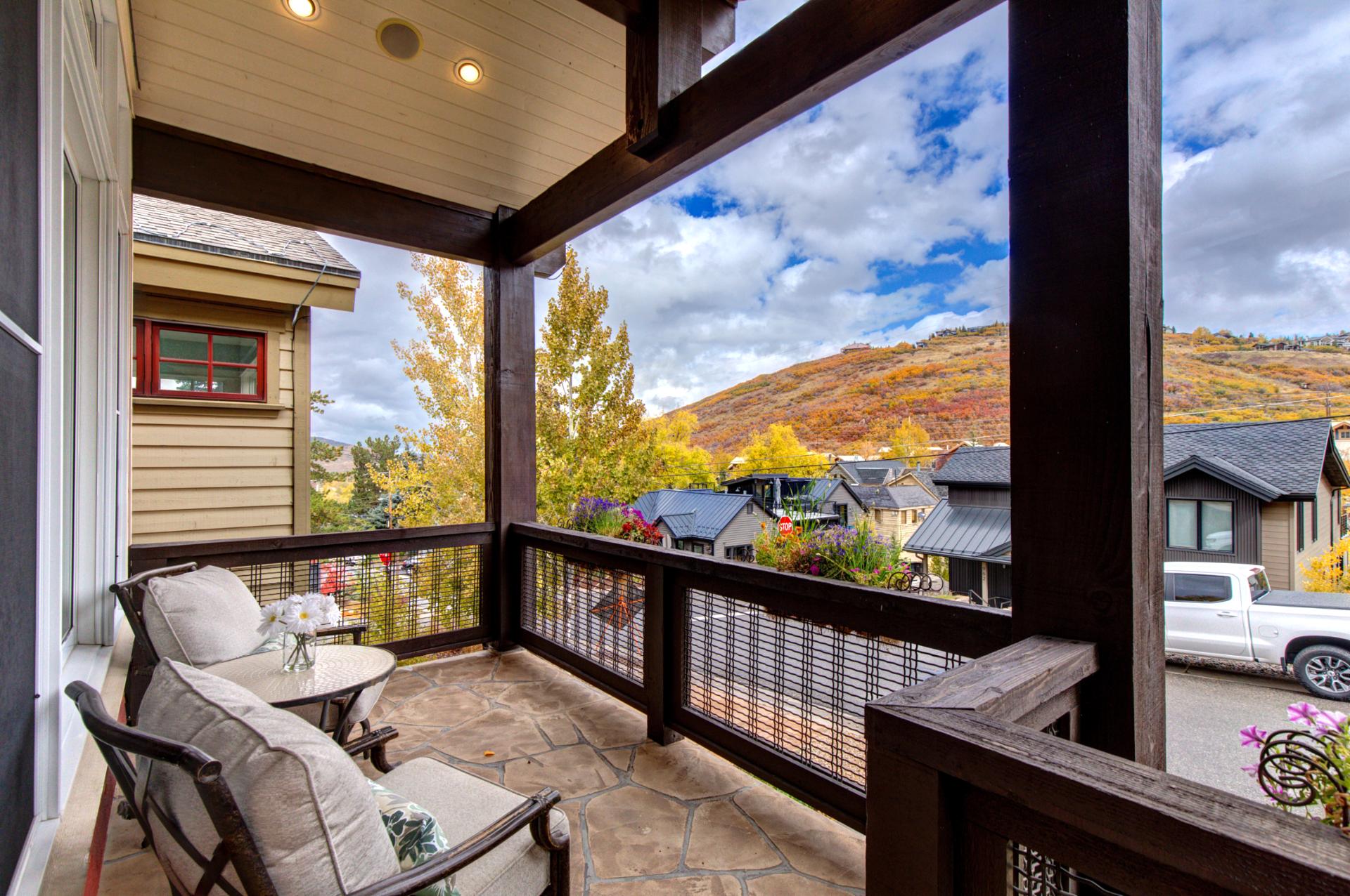 Enjoy a morning coffee or evening glass of wine from your balcony with peaceful mountain views.