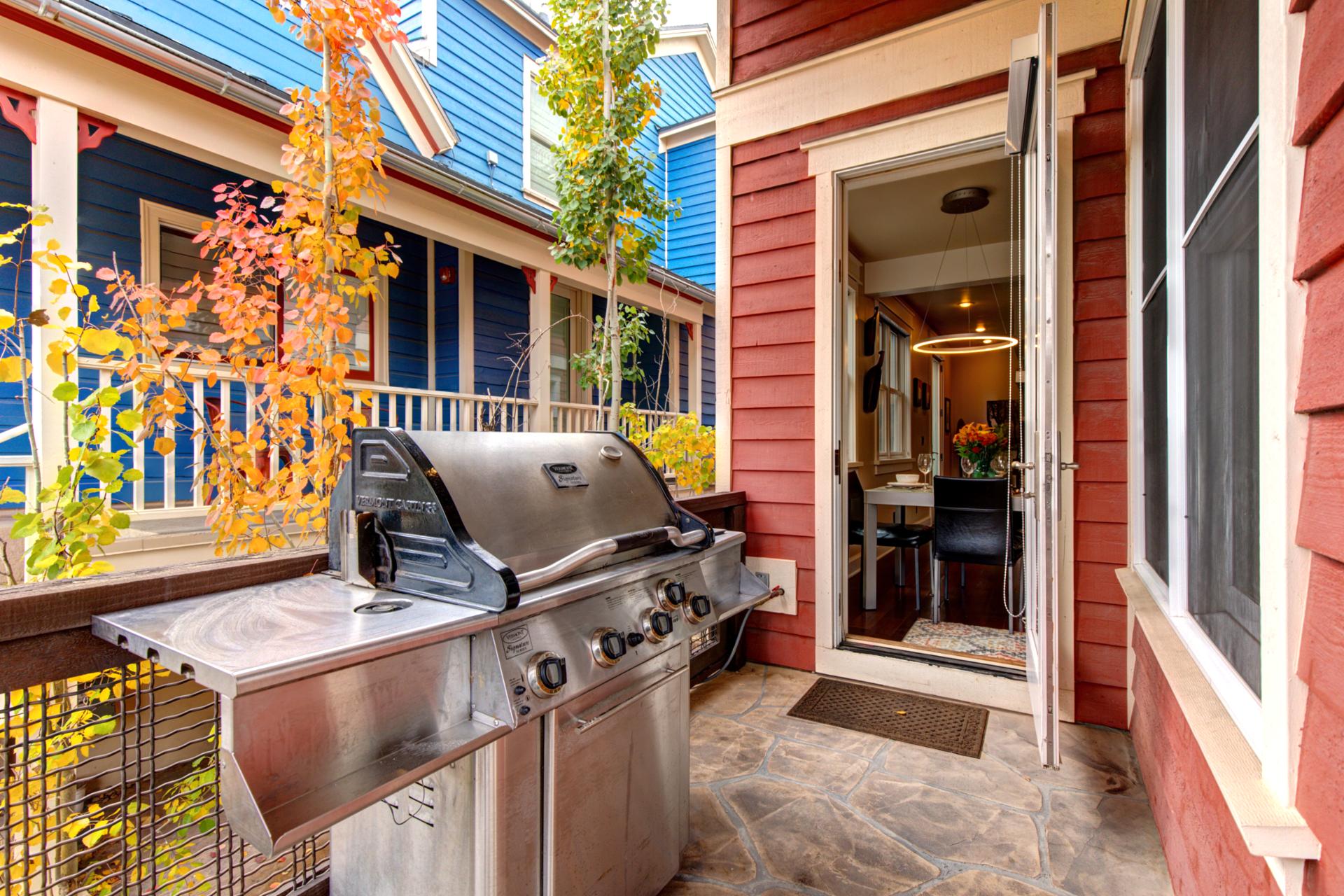 Fire up the grill just outside your kitchen. Perfect for après-ski burgers or sunset steaks.