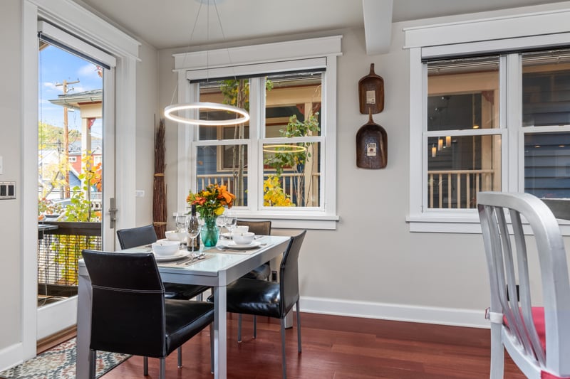 Share meals or game nights in this bright dining space with mountain lodge ambiance.