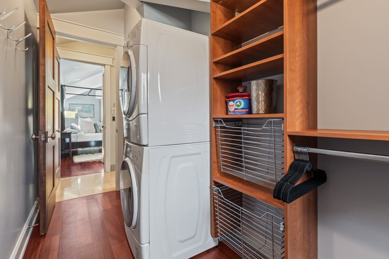 Laundry with extra storage for gear and supplies.