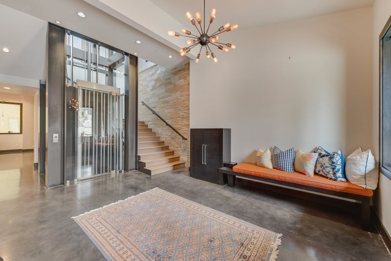 Easy access to upper levels with elevator.
