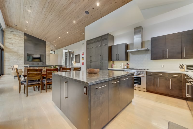 Stainless appliances and prep space galore make cooking for a group effortless.