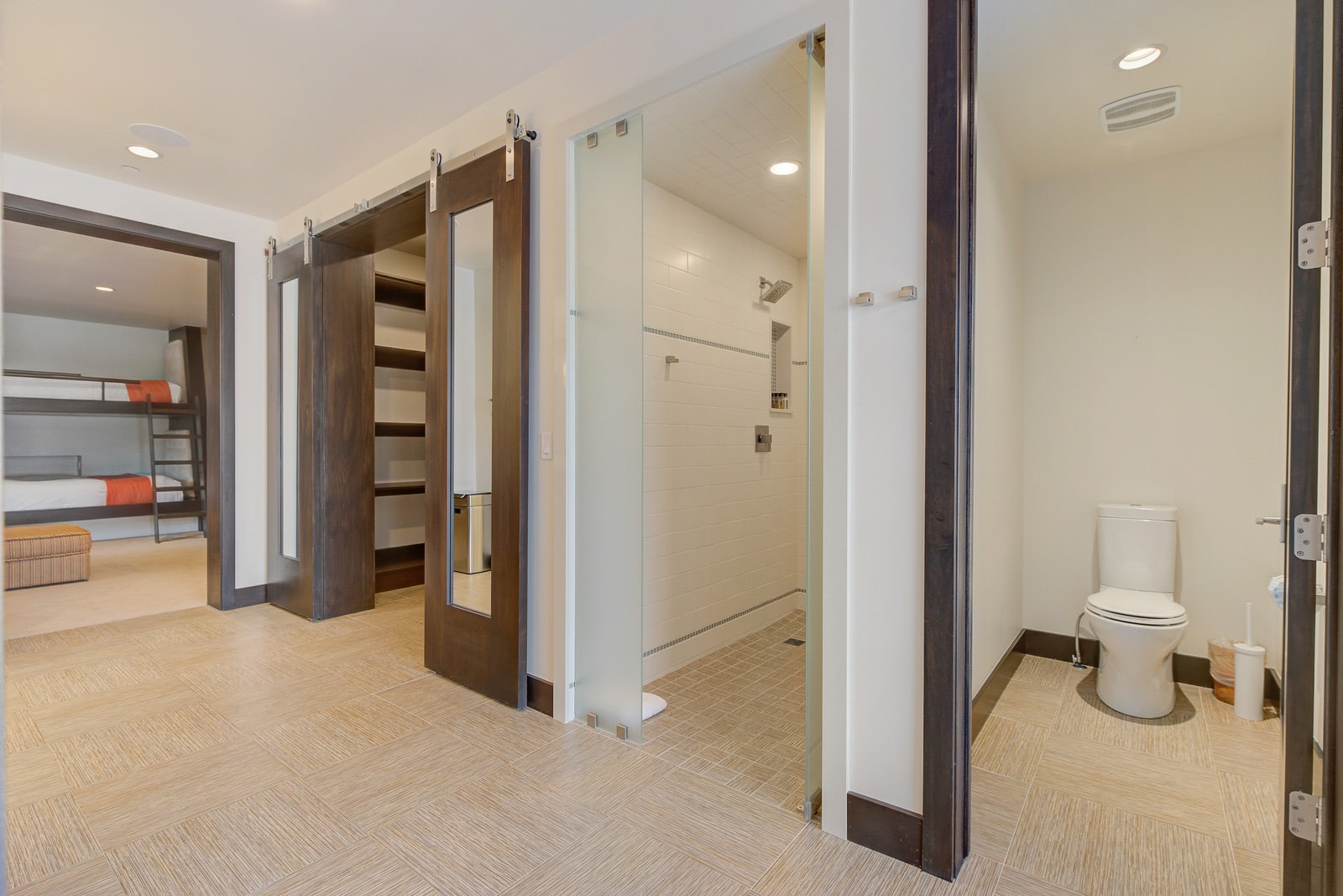 Spacious layout accommodates groups with ease. Perfect for bunk room guests.