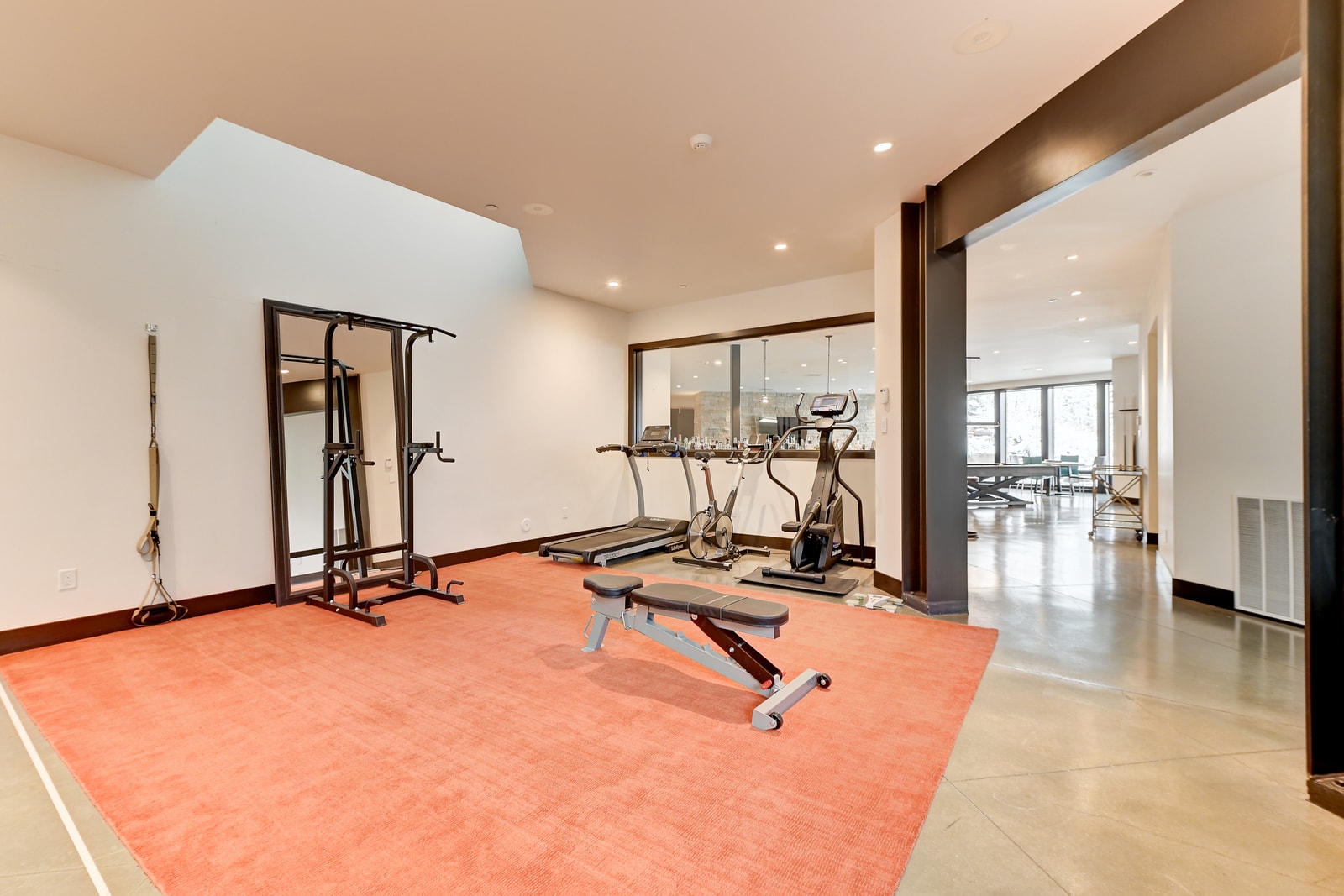 Another view of the gym and mirrored walls for your full workout.