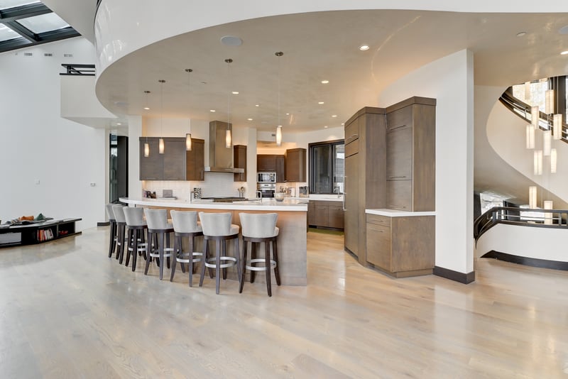 Expansive kitchen layout with ample storage and professional-grade finishes.