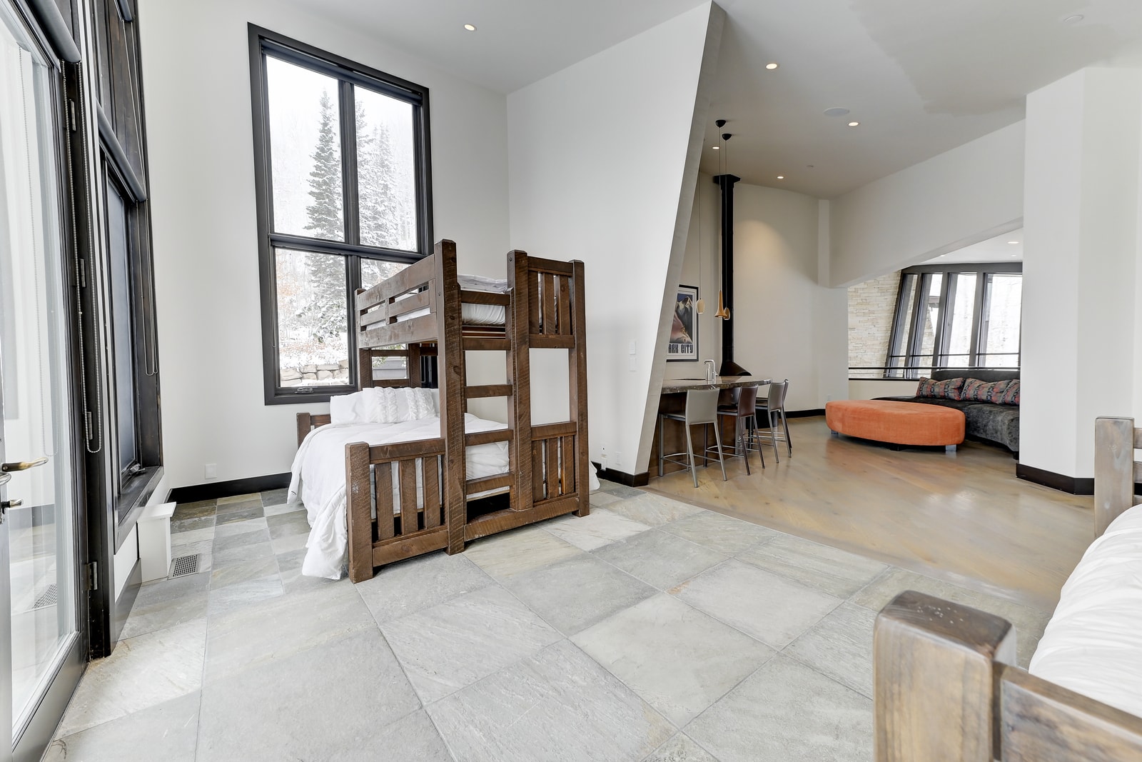 This large bunk suite is perfect for kids or teens with flexible sleeping space.