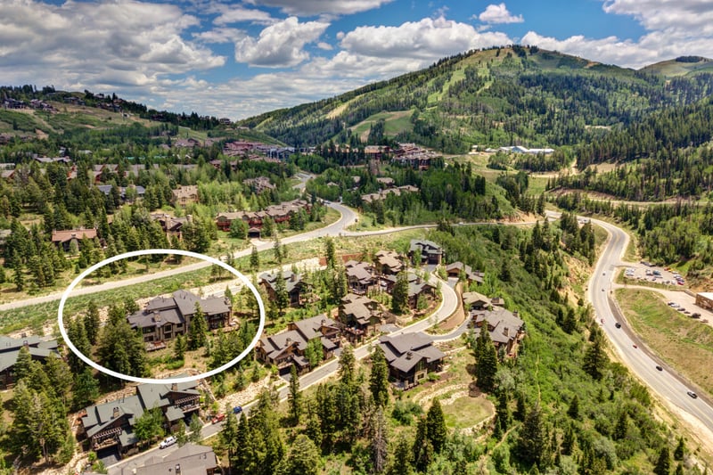 Overhead view shows the home's prime location within the luxury community.
