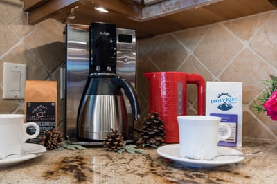 Wake up with your favorite brew from the dedicated coffee station in the gourmet kitchen.