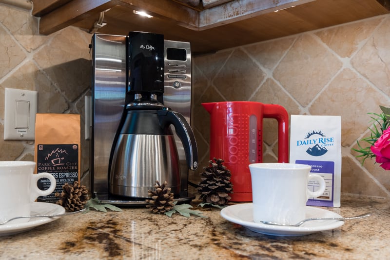 Wake up with your favorite brew from the dedicated coffee station in the gourmet kitchen.