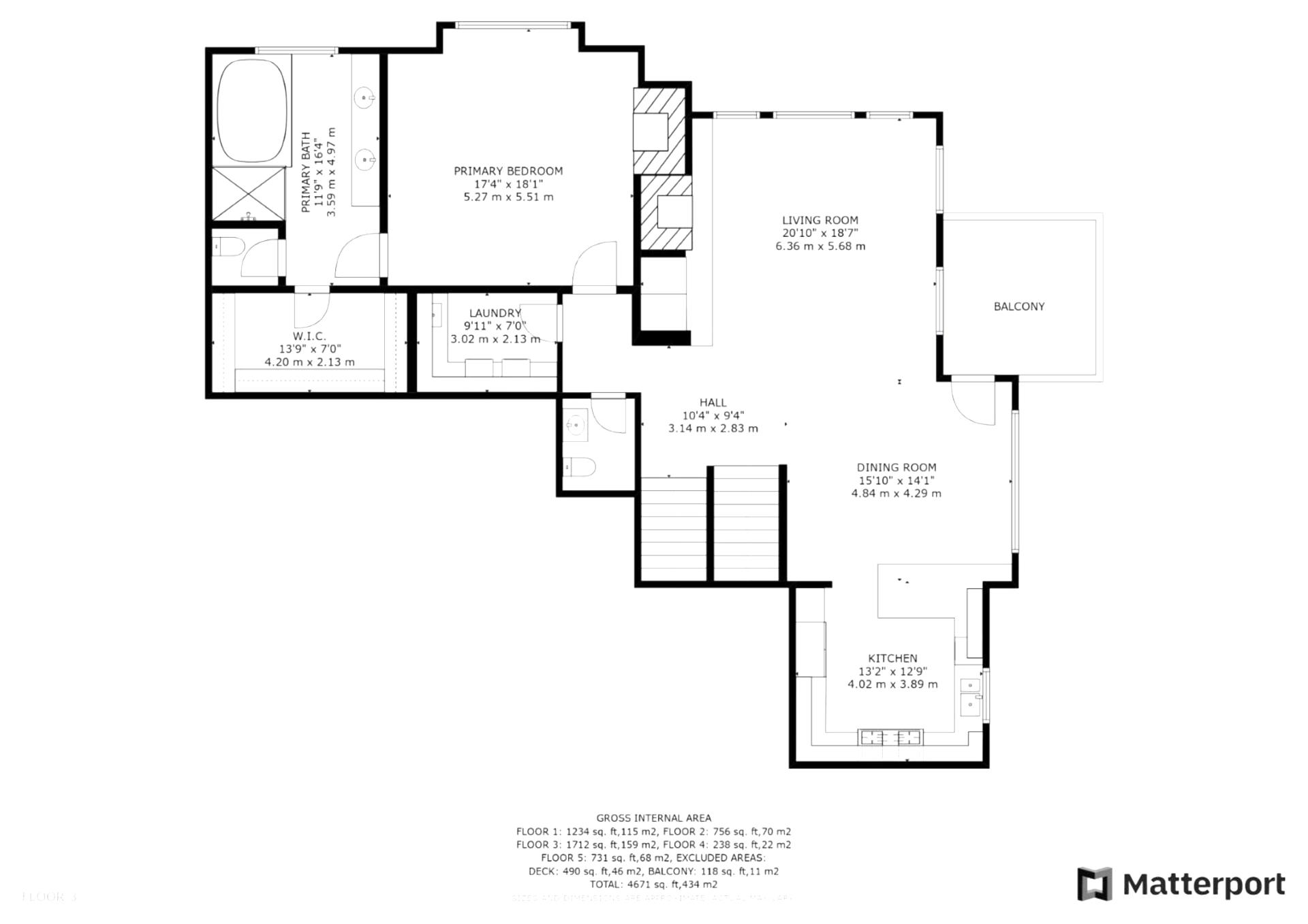 Full schematic floor plan of the home across all three levels.