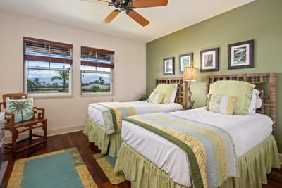 Serene twin retreat with coastal charm and lush garden views—perfect for a tranquil escape