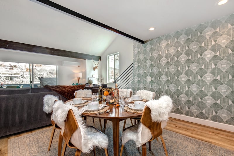 Another angle of the dining room shows space for group dinners or game nights.