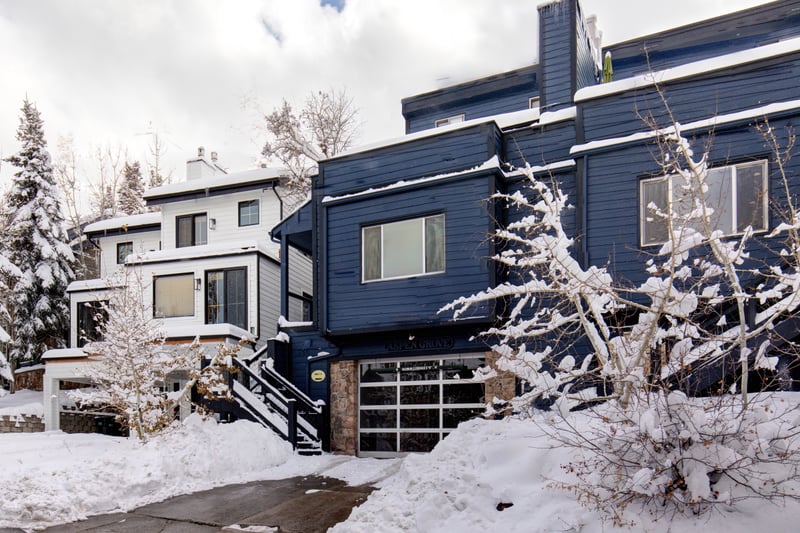 Stairs lead to your private entrance at this alpine townhome retreat.