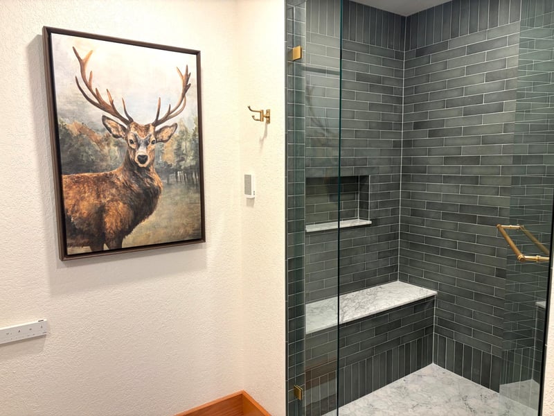 Contemporary guest bathroom with step in shower