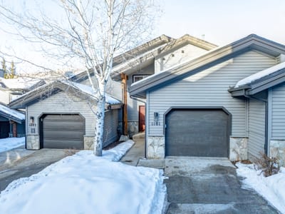 Cozy Boulder Creek townhomes with private garages in snowy Deer Valley.