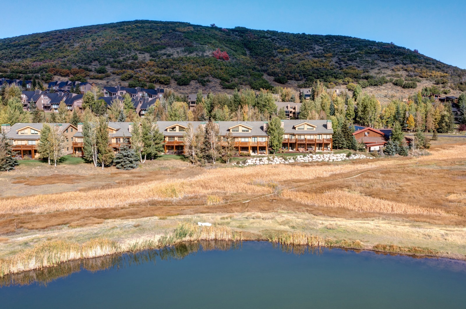 Community view reveals peaceful surroundings and direct access to mountain adventure.