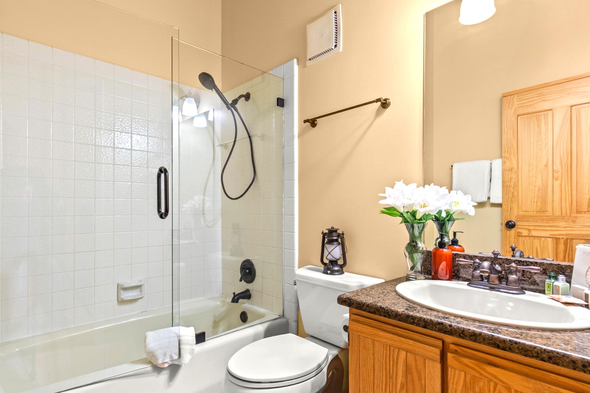 Shared bathroom for the bunk bed and queen guest bedrooms