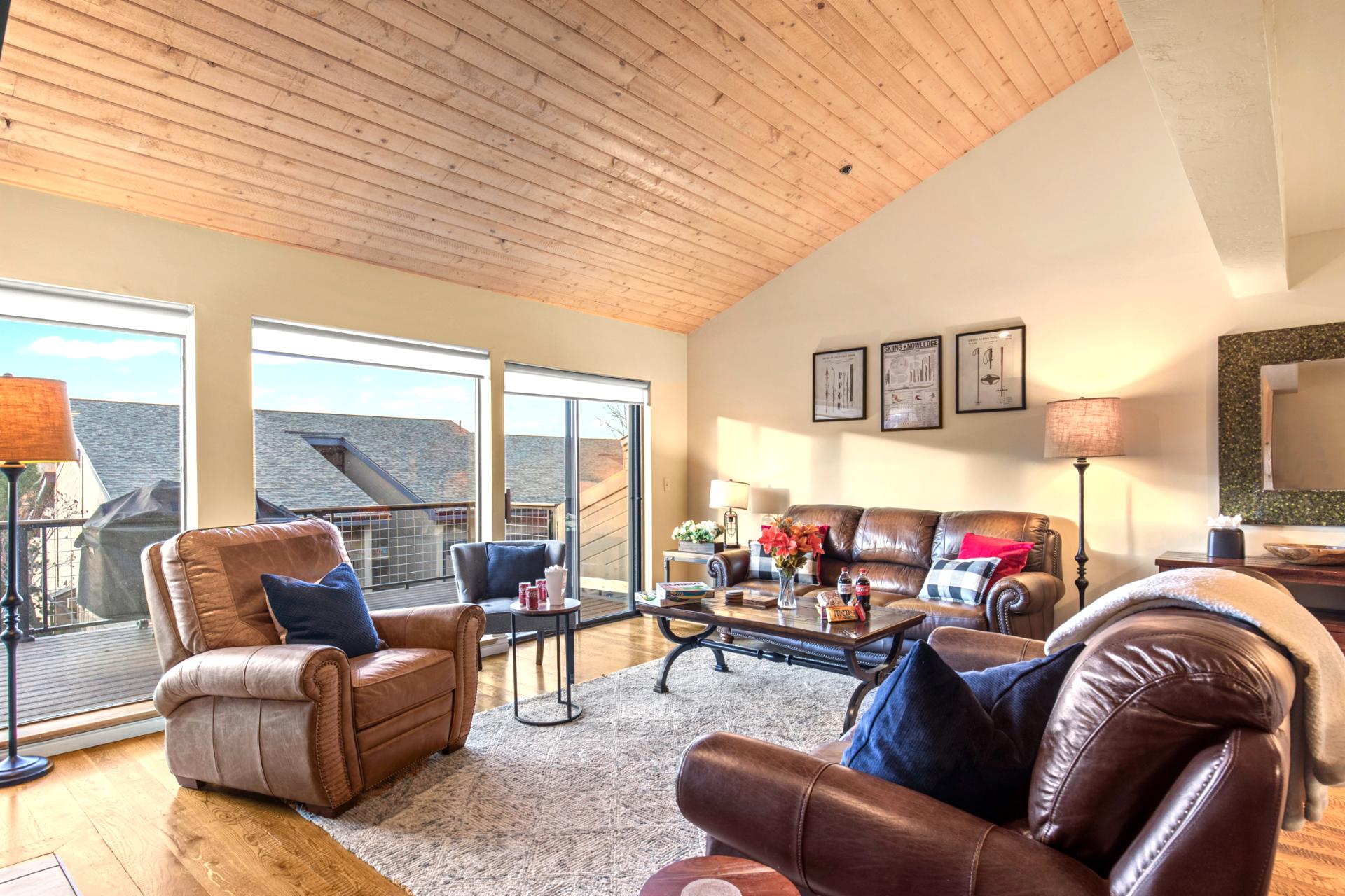 Wooden cathedral ceilings, warmth and brightness