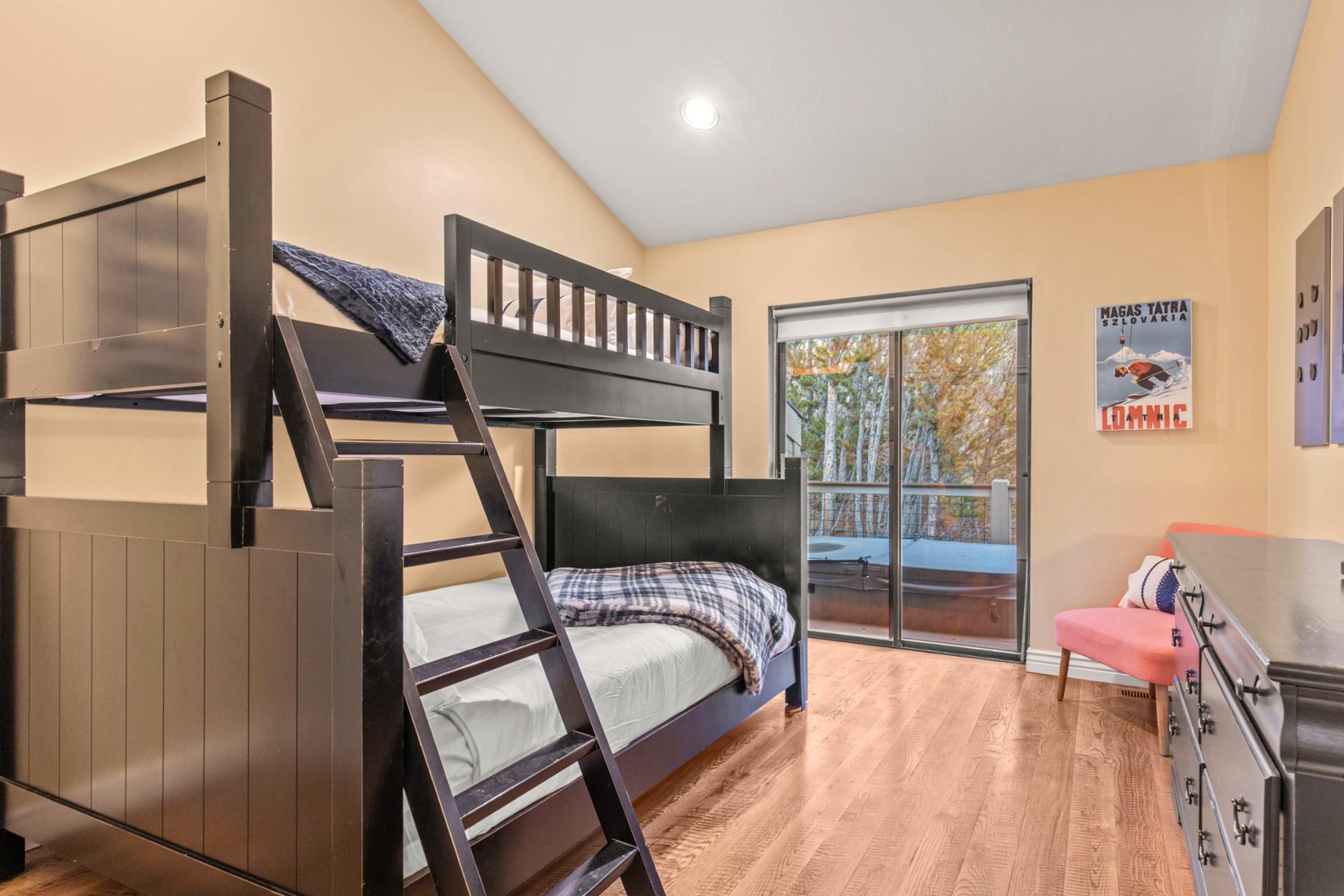 Great bunk room with Twin bed on top and Queen bed on bottom