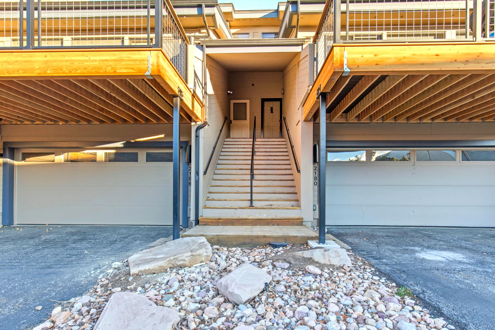 Access through the main door or the garage