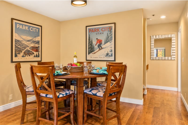 Dining room with seating for 6, so everyone can gather around the dinner table for dinner or for the perfect game night.