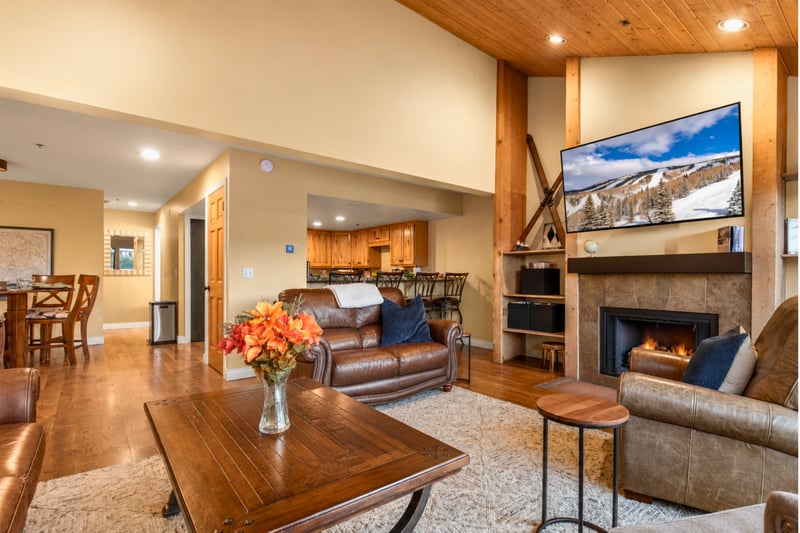 Plenty of space to relax by the gas fireplace.