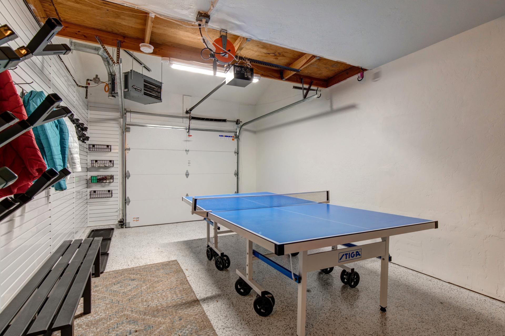 Your heated bonus room offers the perfect spot for a lively ping-pong match!