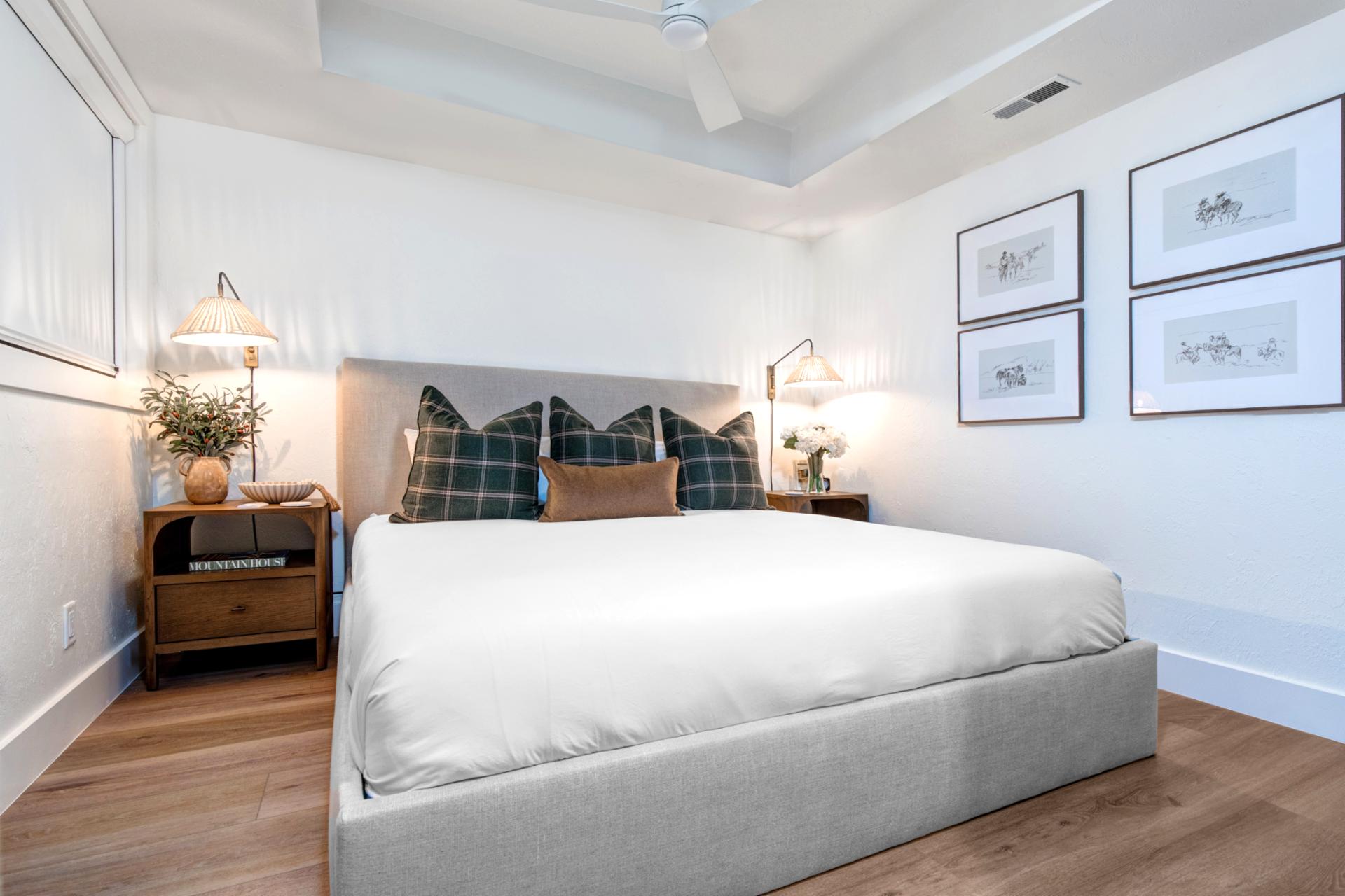 Located on the main level, cozy in the king bed after a long day on the mountain