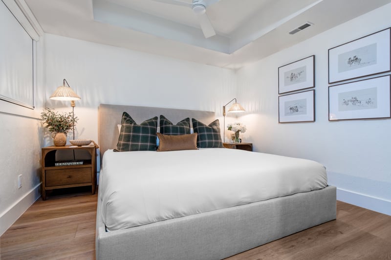 Located on the main level, cozy in the king bed after a long day on the mountain