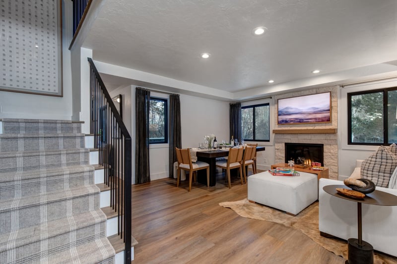Enjoy a comfortable open space where living and dining flow seamlessly for your group
