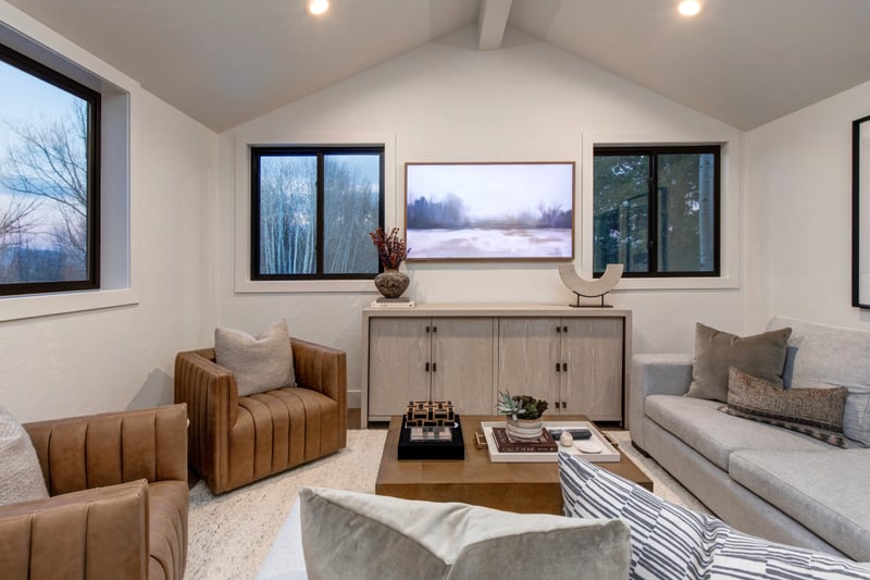 A stylish framed picture TV on the second floor awaits your family’s next movie night.