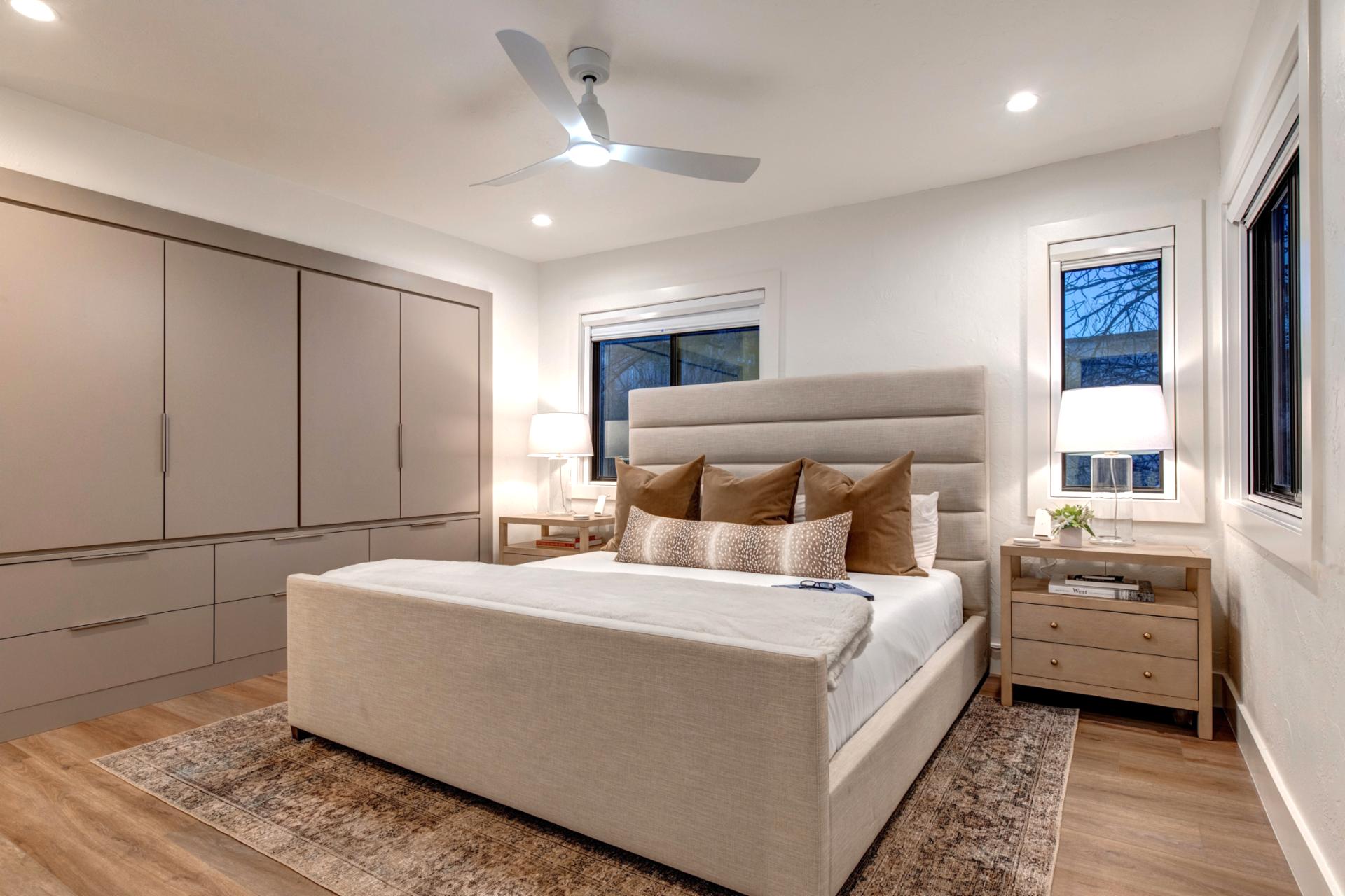 Unwind in the comfortable primary king-size bed located on the second level.