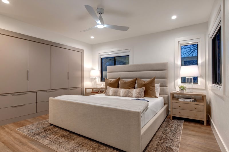 Unwind in the comfortable primary king-size bed located on the second level.