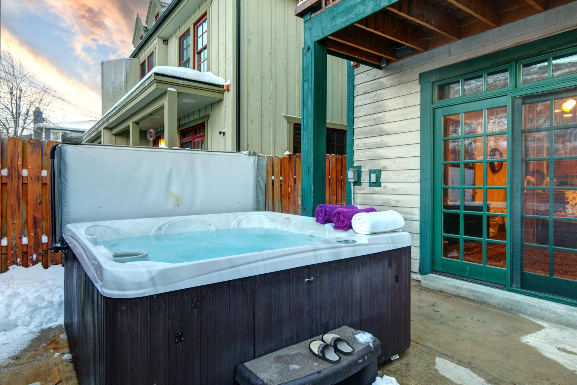 Unwind in your private hot tub, year round!