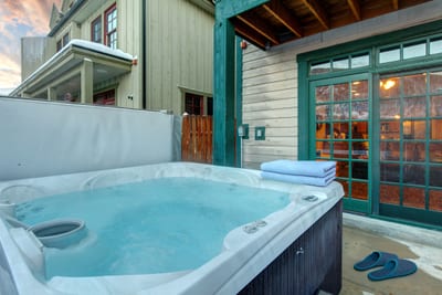 Step outside to your private corner hot tub PPS-1416