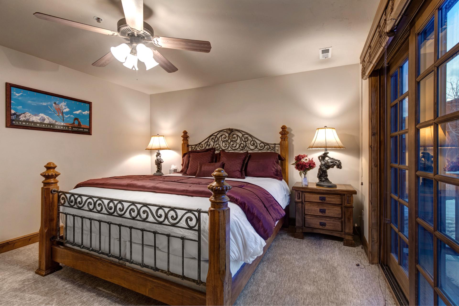 King main bedroom with private deck