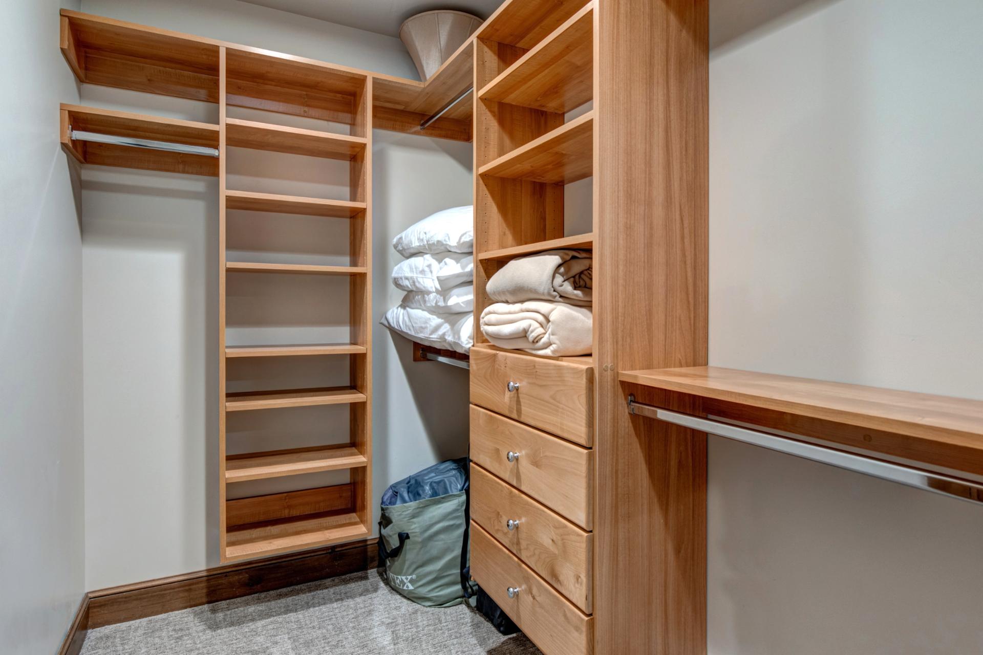 Plenty of closet space for vacation wardrobe