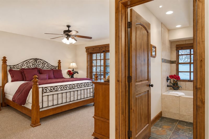 Primary suite with step in shower and separate soaking tub, private vanity area, and access to your own deck PPS-1416