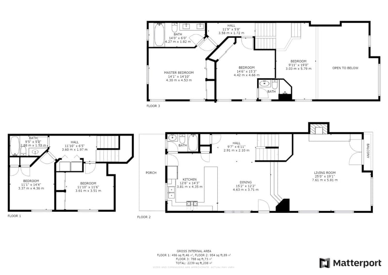 Floor plan layout helps visualize the three-story setup, multiple bedrooms, and shared living zones.