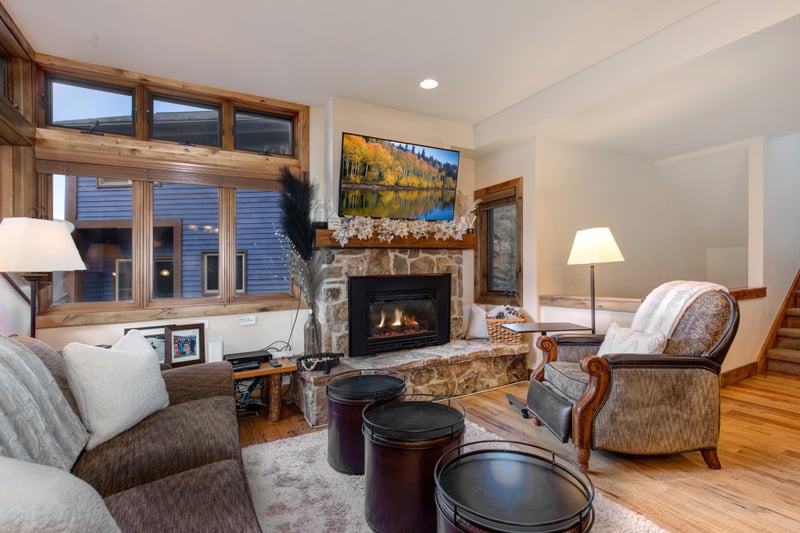 Spacious and bright, the living area invites cozy movie nights and relaxed conversations.