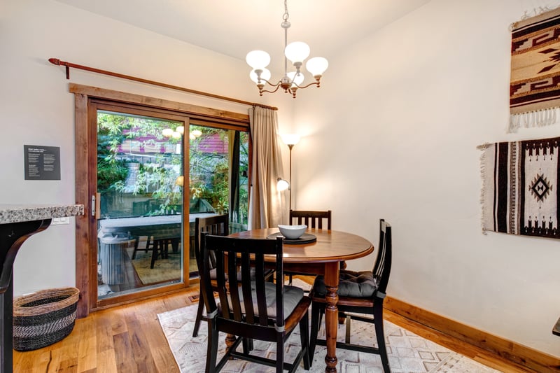 Dining area opens to both kitchen and living spaces, keeping everyone connected at mealtime.